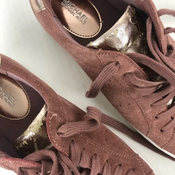 Michael Kors Women's Dusty Rose Suede Sneakers - Picture 4 of 15